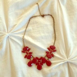 Gold and berry colored statement necklace